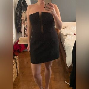 Dress the Population Chloe Black Strapless Mini Dress.